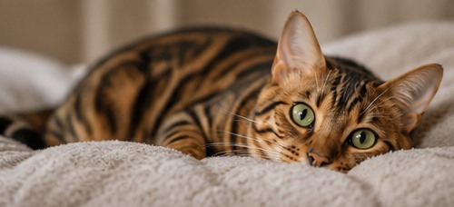 Imagen ilustrativa de un gato bengalí descansando en casa