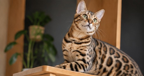 Imagen ilustrativa de un gato bengalí observando su entorno
